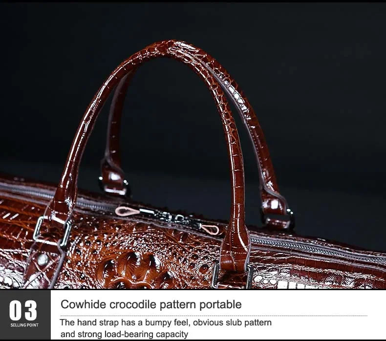2024 New Cow Genuine Alligator Leather Travel Bags Luxury Men Large Capacity Portable Male Shoulder Bags Brand Travel Duffle Bag