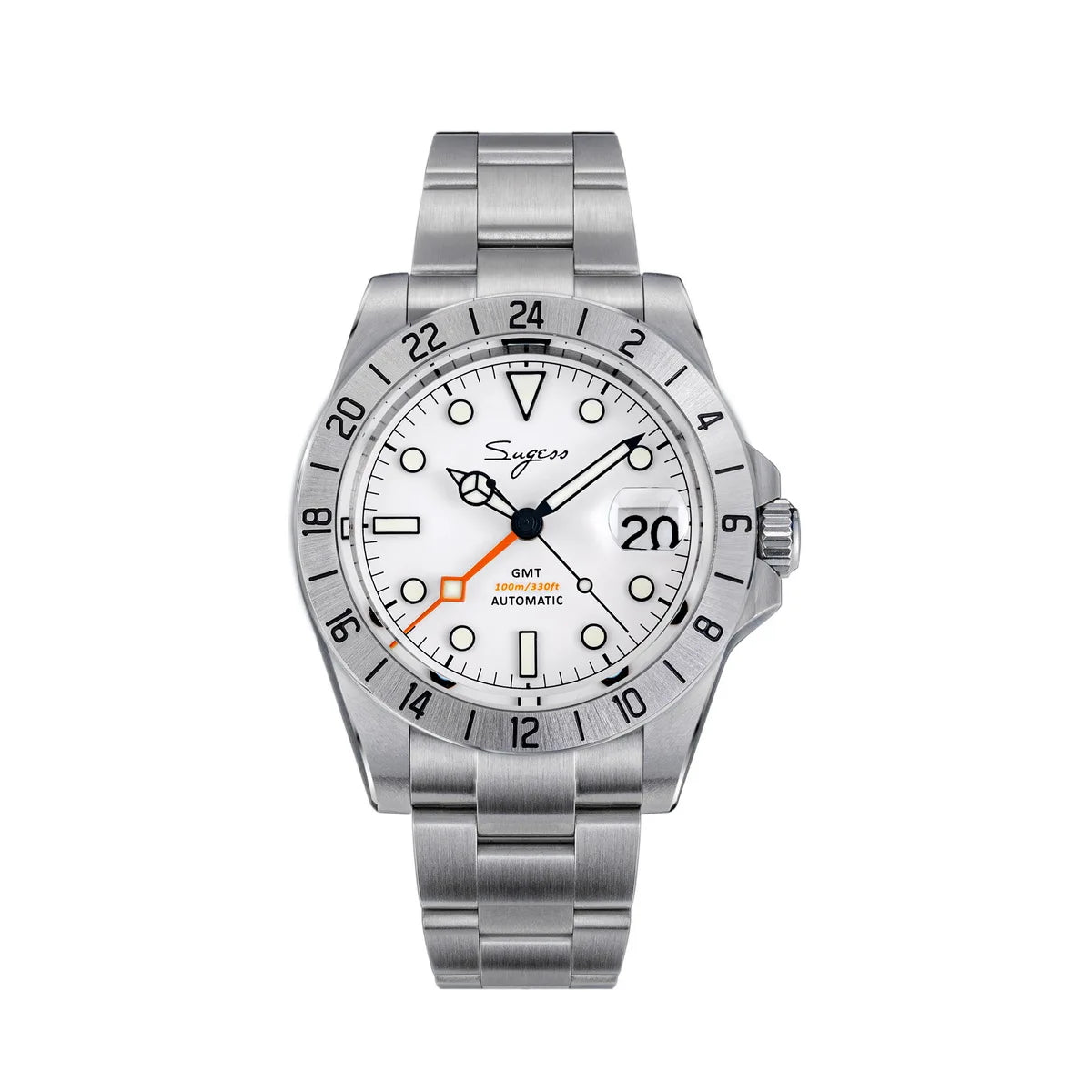 Sugess Men Watch GMT Automatic NH34 Movement 100M Waterproof Mechanical Wristwatches Dome Sapphire Crystal Limited Bracelet S463