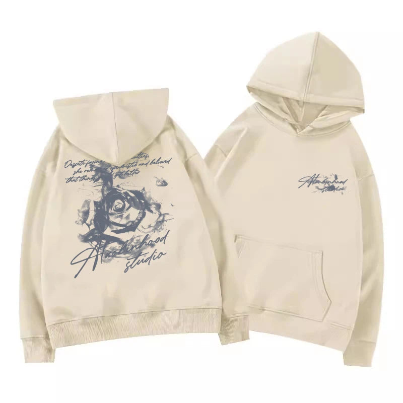 Rose Floral Pullover Hoodie | Relaxed Everyday Style