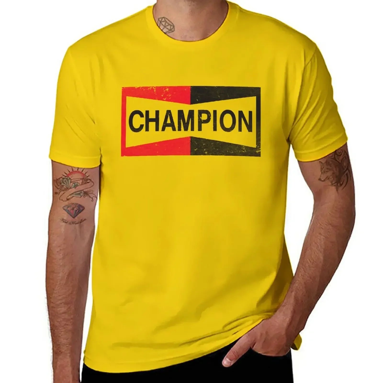 Men’s Champion Spark Plug Retro Distressed Emblem Tee