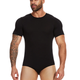 Mens Short Sleeve Full Body Shaper Bodysuit Tummy Control Romper Pajamas Waist Trainer Slimming Shapewear Underwear Undershirts