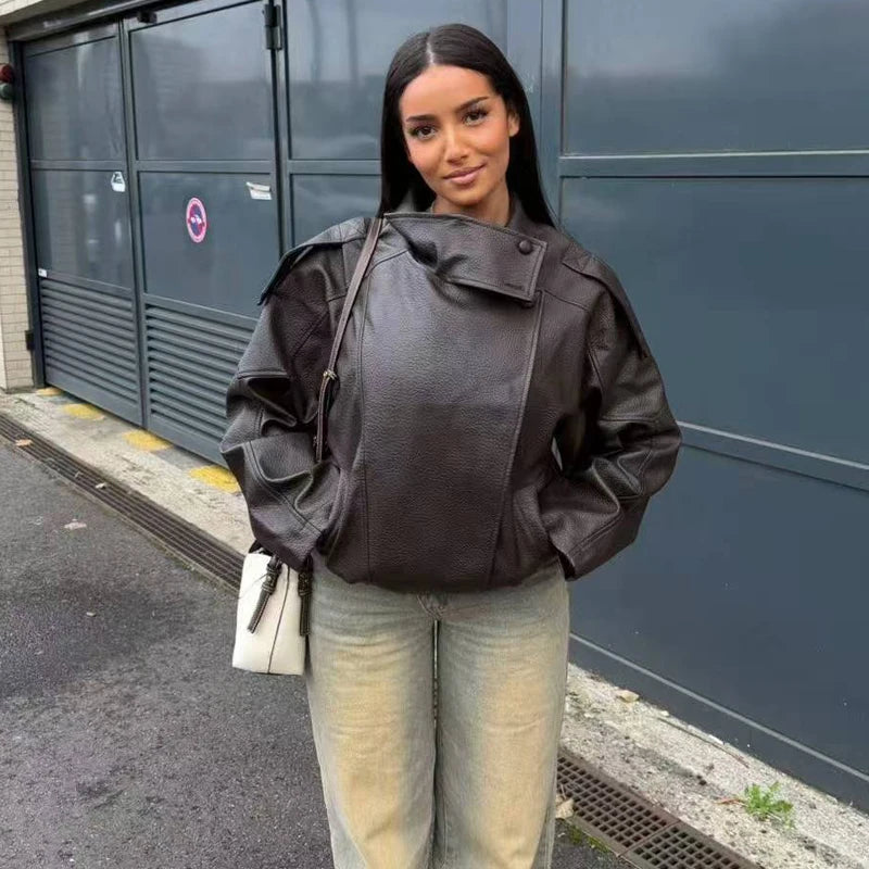 MUJER Faux Leather Windbreaker Jackets for Women Fashion Jacket Woman Warm Winter Women's Coat Outerwears Overcoat Female