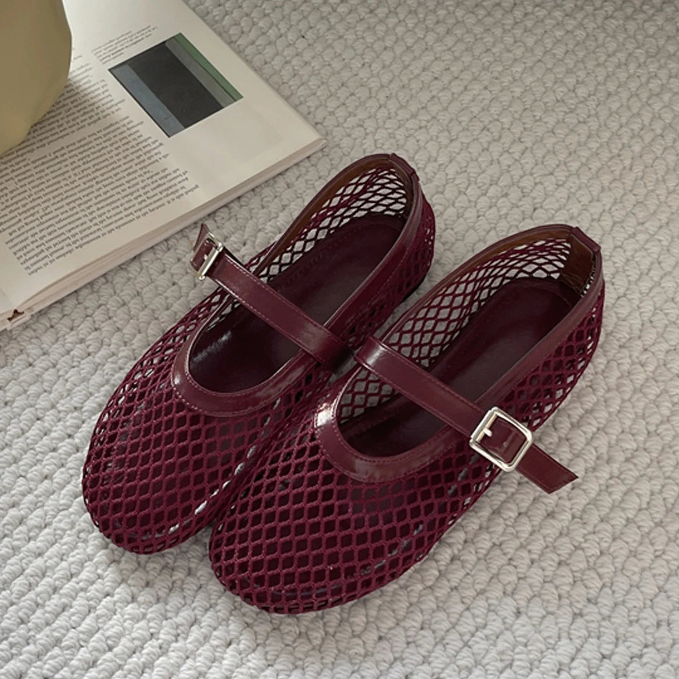 Eilyken Mesh Flat Sandals – Elegant Buckle Strap Women's Shoes