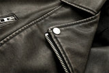 2025New Coal graysty le Women's washed leather jacket with belt, short coat with downgraded zipper and vintage lapel jacket