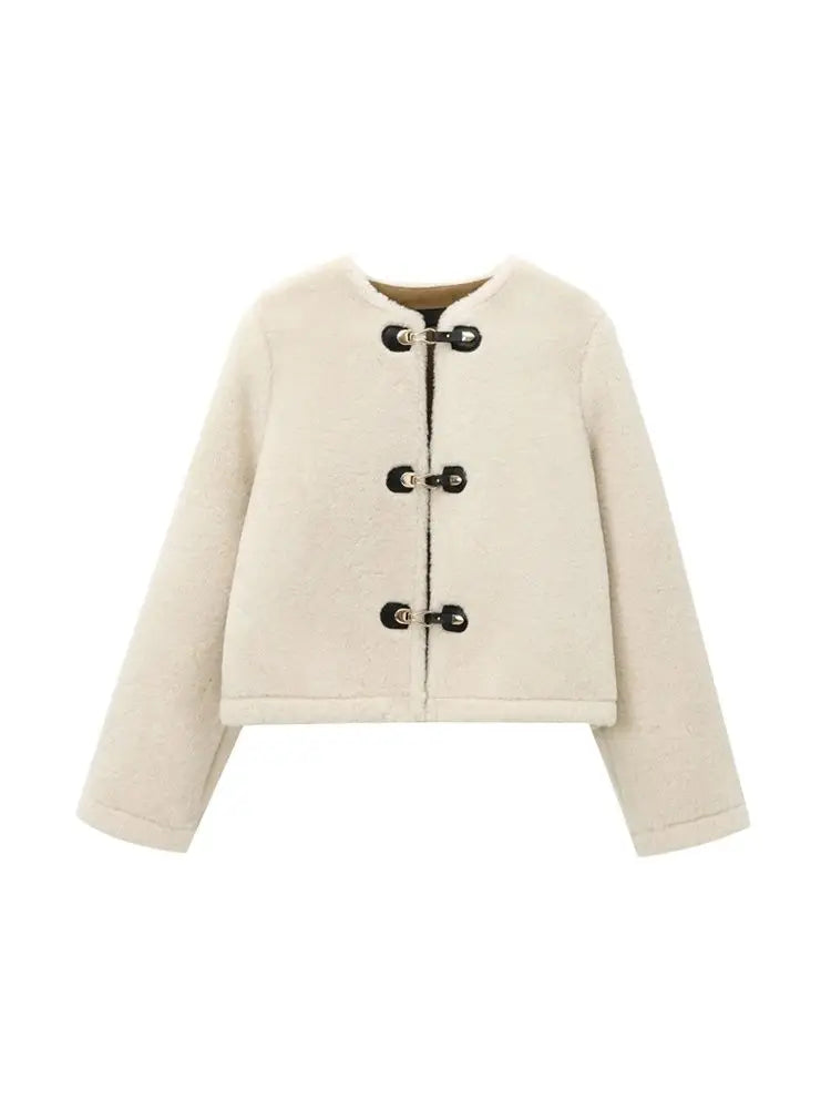 Elegant Faux Fur Toggle Coat