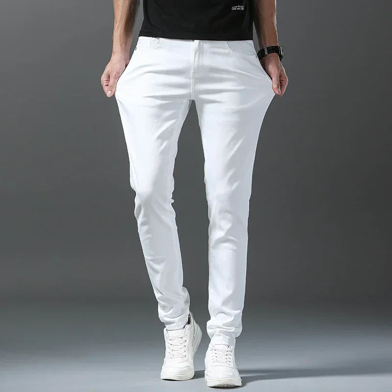 Men's Slim-Fit Cotton Jeans – Crisp White