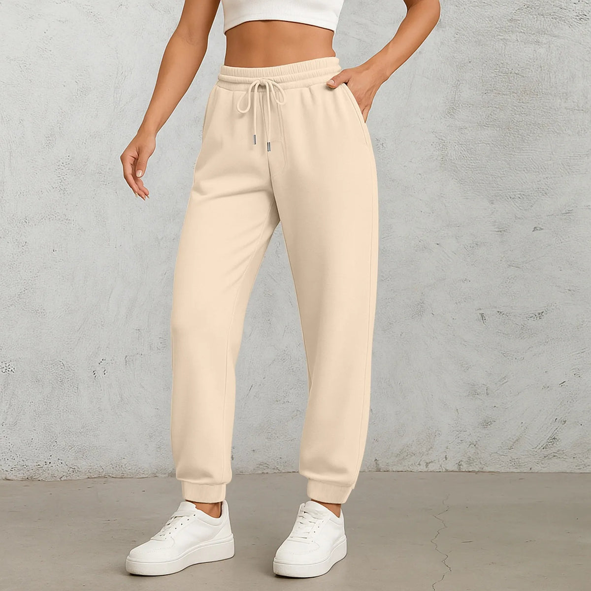 Women's High-Waist Drawstring Straight-Leg Pants