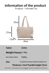 Multi Pocket Women Mailman Bag Diamond Patterned Cotton Clothing Shoulder Bag Large Capacity Tote Bag Casual Nylon Shoulder Bag