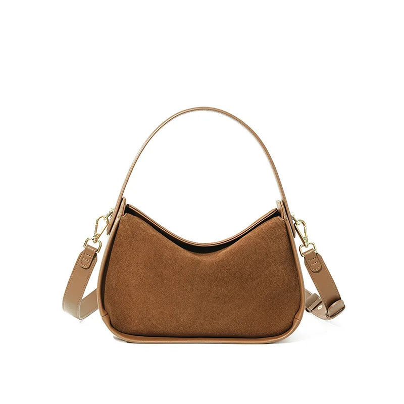 2025 New Suede Leather Crossbody Bag Unique Design Shoulder Pack Women Work Commuting Handbag Urban Beauty Box Tote Messenger