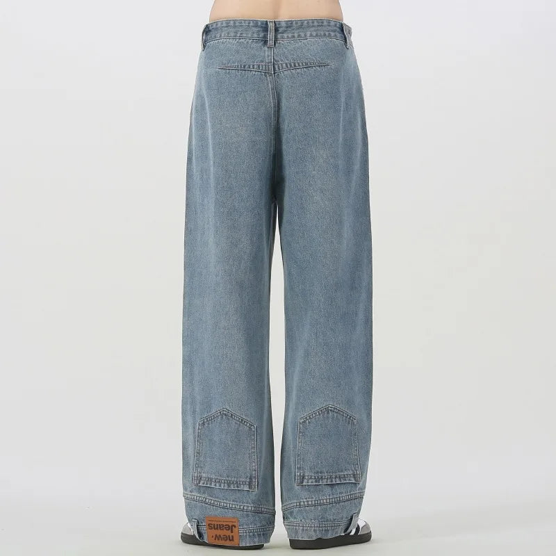 Retro Wide-Leg Baggy Denim Jeans – Unisex Straight Fit