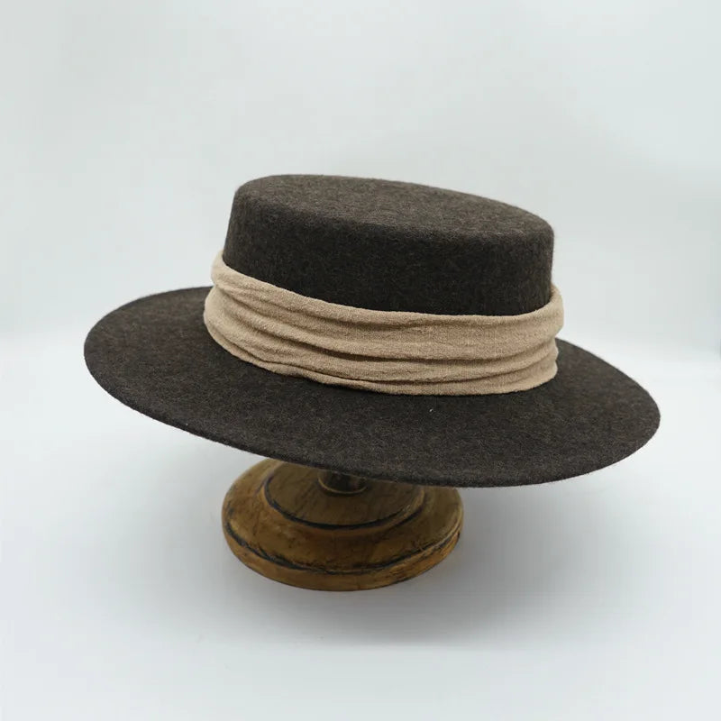 Wool Felt Fedora & Boater Hat – Wide Brim, Unisex