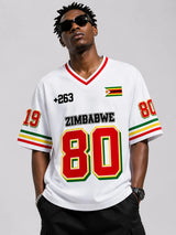 Men's Zimbabwe Flag Print V-Neck T-Shirt