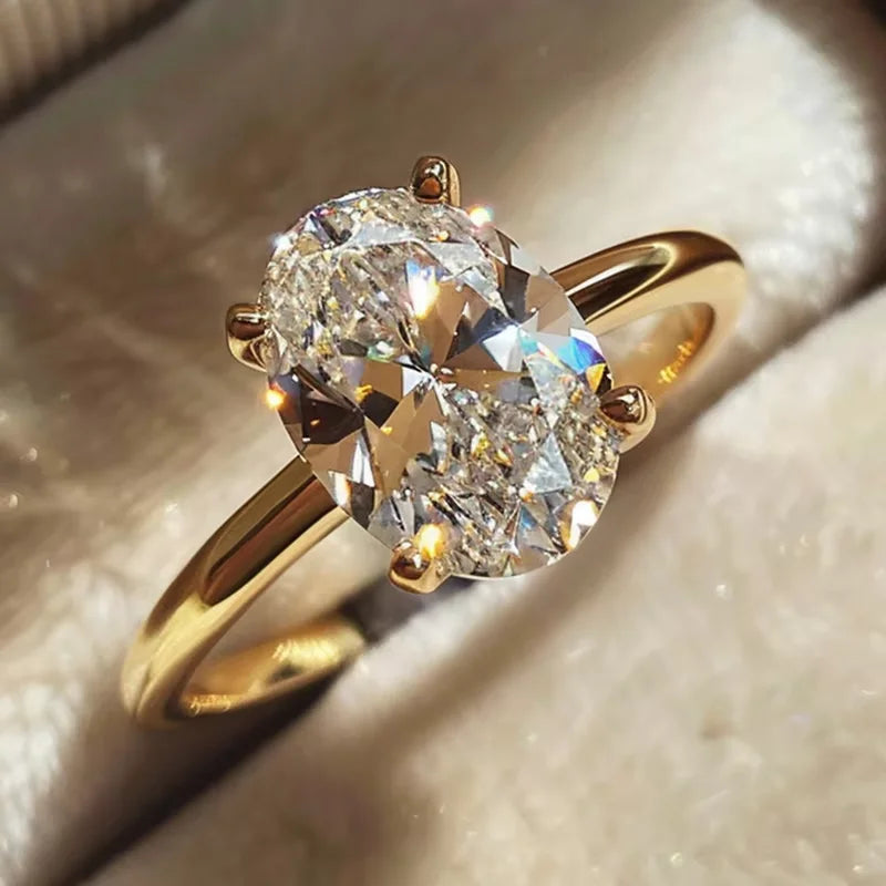 925 Sterling Silver Oval Cut Zircon Ring – Luxury Engagement & Wedding Jewelry