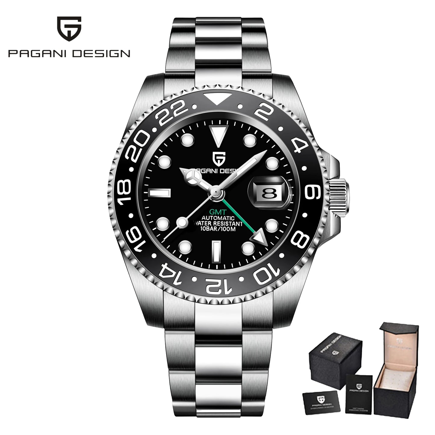 PAGANI DESIGN 2025 40MM GMT Mechanical Wristwatch Sapphire Ceramic Bezel  Automatic Watch Stainless Steel 100M Waterproof Watch