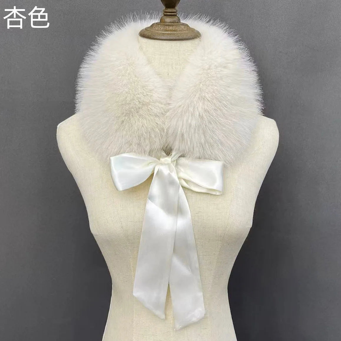 Fluffy Faux Fur Headband Neckerchief 2 in 1 Winter Thermal Plush Ear Warmer Collar Scarf  Satin Ribbon Bow Women Hair Band