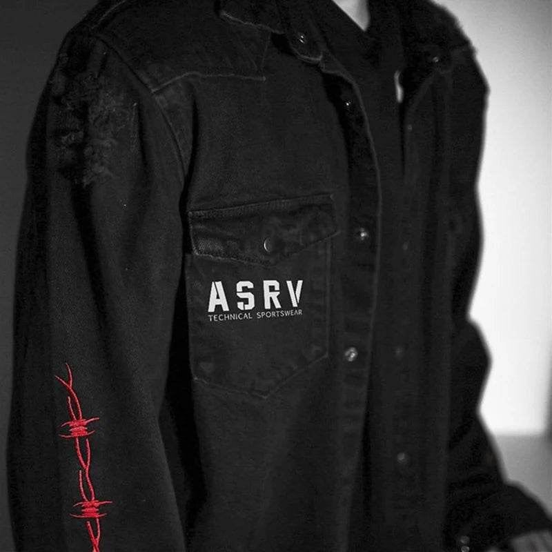Skull Printing Denim Jacket Mens Harajuku Gothic Coats Vintage Halloween Clothes Spring Autumn Lightweight High Street Jacket