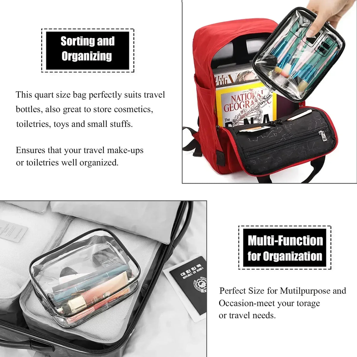 1/3pcs Transparent Zipper Makeup Bag Organizer Box Men Women Travel Clear Cosmetic Bag Waterproof Toiletry Wash Make Up Bags