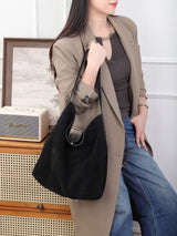 Soft Suede Cow Leather Women's Shoulder Crossbody Bags Luxury Designer Brand Ladies High Quality Large Tote Bag Autumn Winter