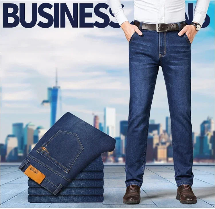 Men's Classic Straight-Leg Denim Jeans | Blue & Black