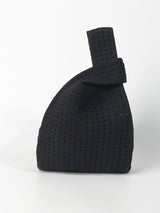 Handmade Knit Handbag Women Mini Shoulder Bag Female Casual Color Wide Stripe Plaid Tote Bag Student Cell Phone Package