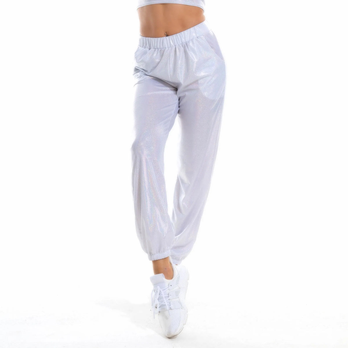 Women's Sparkly High-Waist Straight-Leg Pants