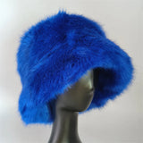 1pcs Winter Faux Fur Bucket Hat Warm Fluffy Plush colorful soft Winter hat Personality fur Fisherman Hats for women Plush hat겨