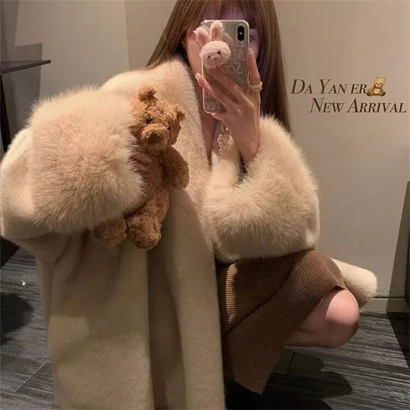 Women’s Mink Fur Coat with Collar and Pockets