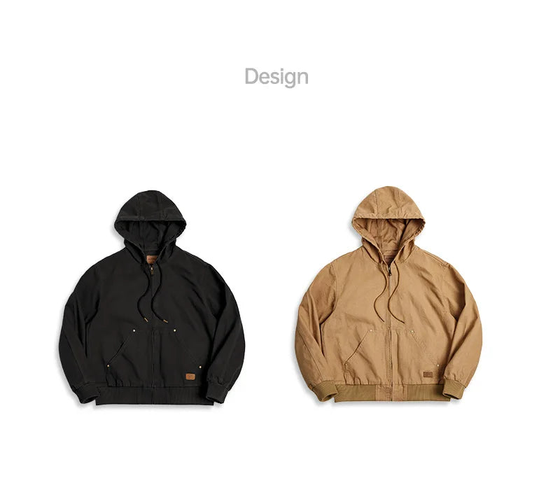 Maden J130 Heavyweight Canvas Hooded Jacket for Men