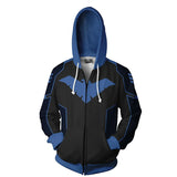 Superhero Nightwing Robin Cosplay Hoodie Costume Sweatshirt Halloween Zipper Outerwear Casual Hoodies Cosplay Costume Jackets