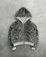 Leopard Print Two Sides Retro Fashion Wearing Loose Zipper Hoodie Men High Street Trend Punk Casual Oversized Sweatshirts Women