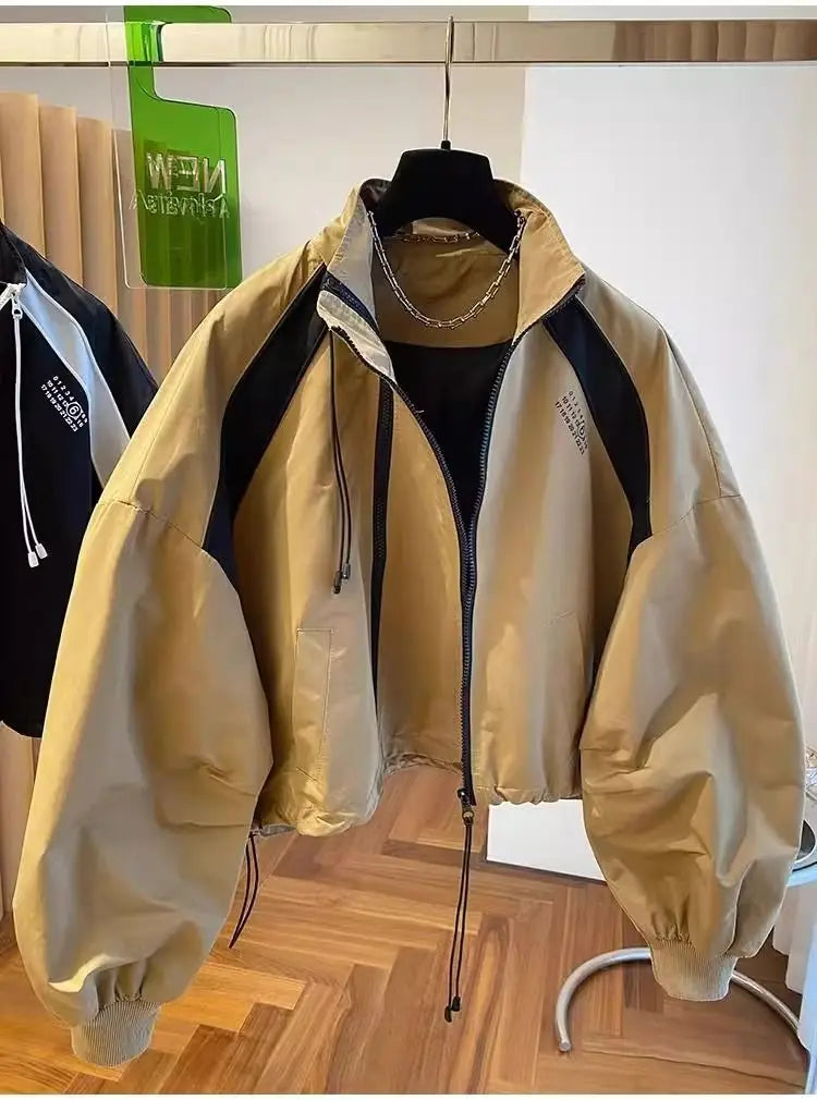 Elegant Stand Collar Zip Jacket for Women