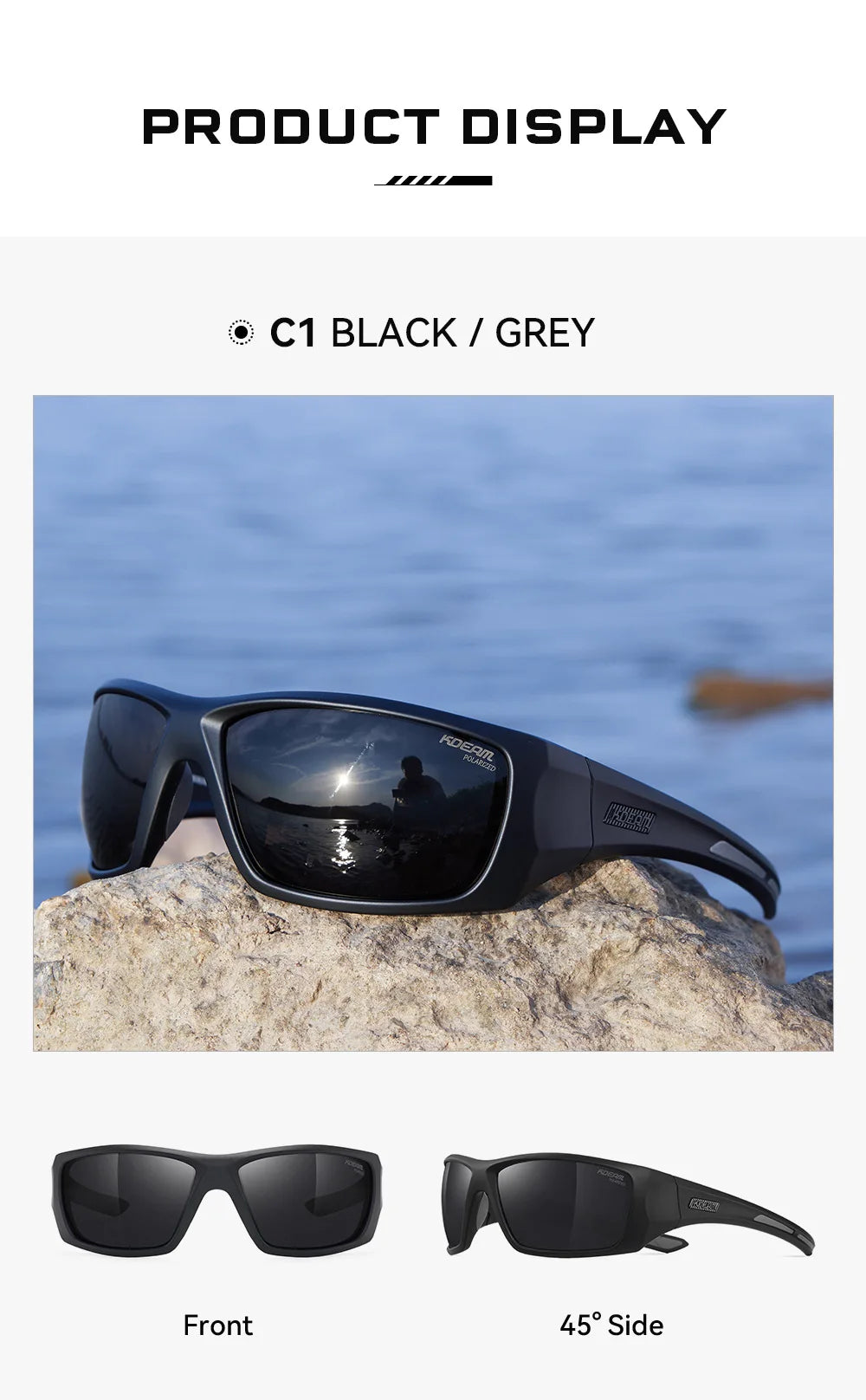 KDEAM New Polarized Fishing Sunglasses TR90 Frame Comfortable Anti slip Design Outdoor Fashion Sports Glasses Men Women Goggles