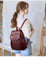 Women's Leather Backpack with Organizer Pockets