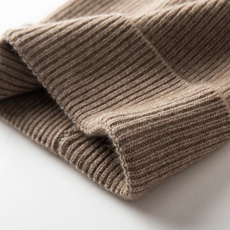 MERRILAMB Men's Pure Cashmere Ribbed Beanie | Soft & Warm
