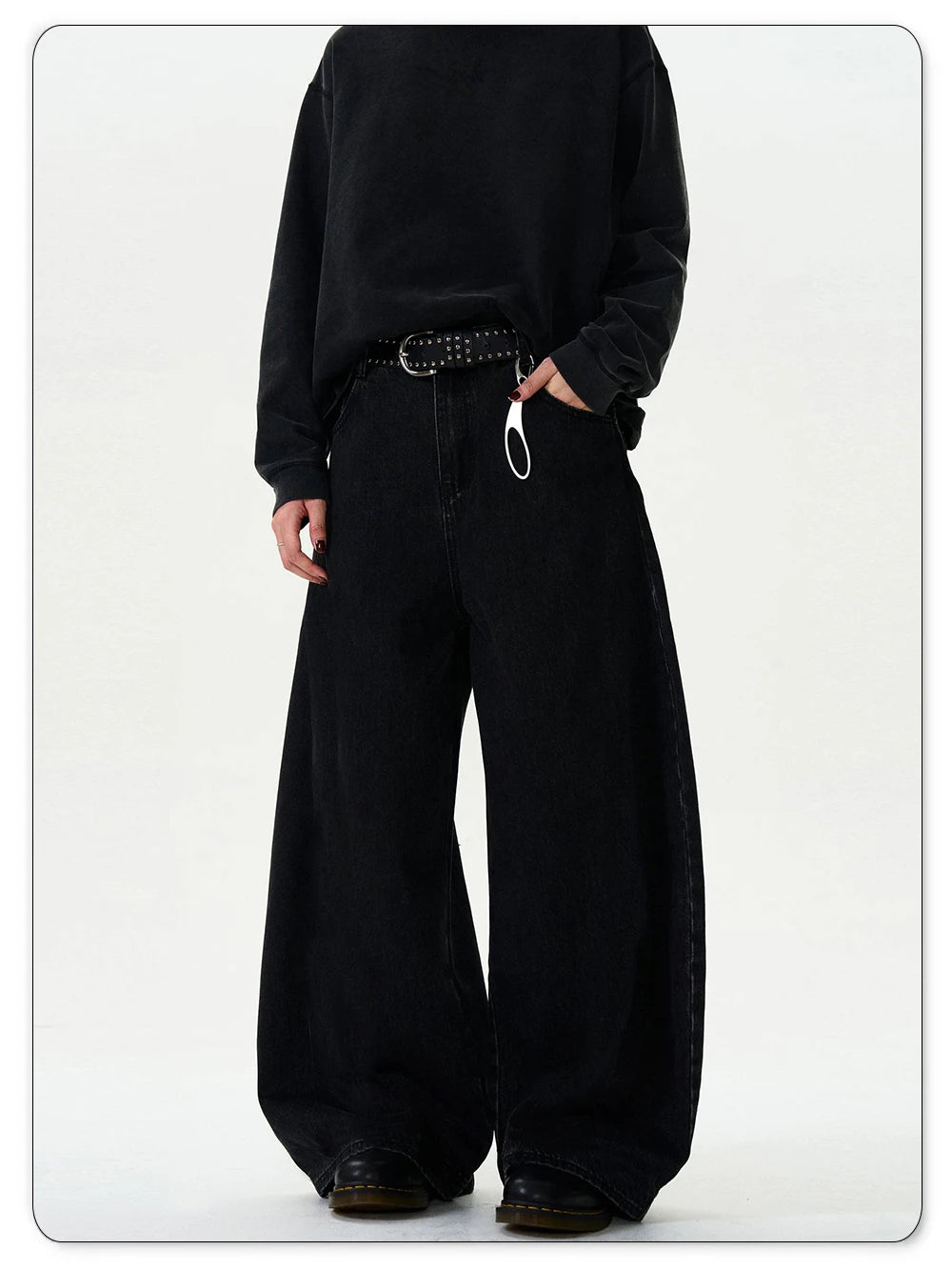 Men's Baggy Wide-Leg Curved Denim Jeans