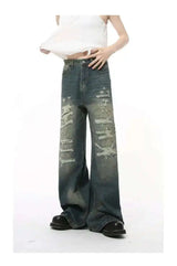 Men's Distressed Wide-Leg Jeans