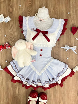 Summer Sweet Preppy Style 2 Piece Sets Women Y2k Kawaii Lolita Design Tops + High Waist Chic Skirt Female Princess Retro Outfits
