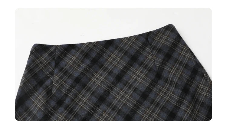 CHIC VEN Women Long Skirt Casual New Sweet Cool Style High Waist Slit Plaid Half Skirt Straight Tube Skirts Spring Autumn 2024