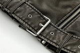 2025New Coal graysty le Women's washed leather jacket with belt, short coat with downgraded zipper and vintage lapel jacket