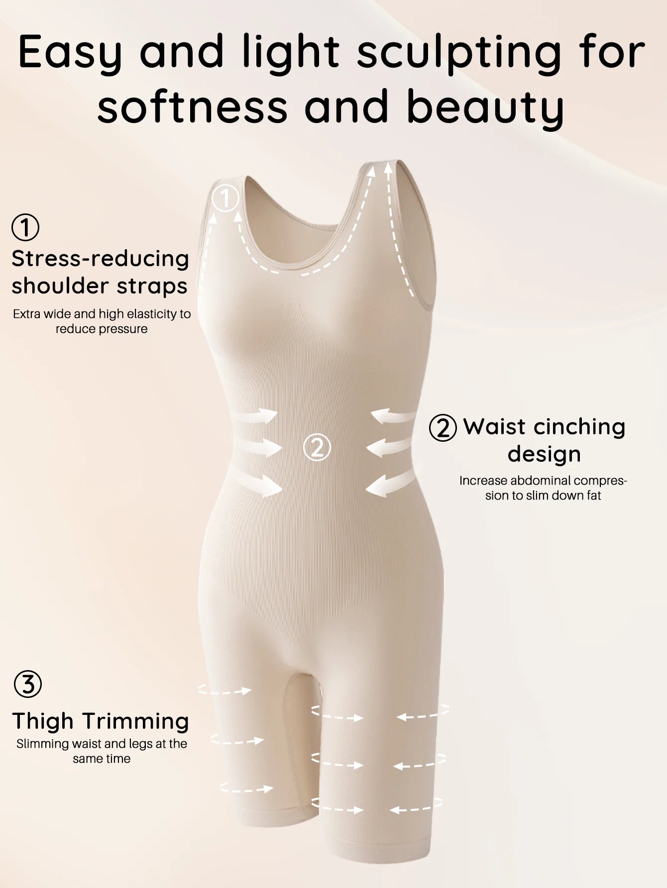 USA-Made Seamless Full Coverage Body Shaper – Firm Control Thigh Slimming Bodysuit