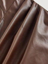 Women's Elegant Burgundy Sleeveless Fitted PU Dress