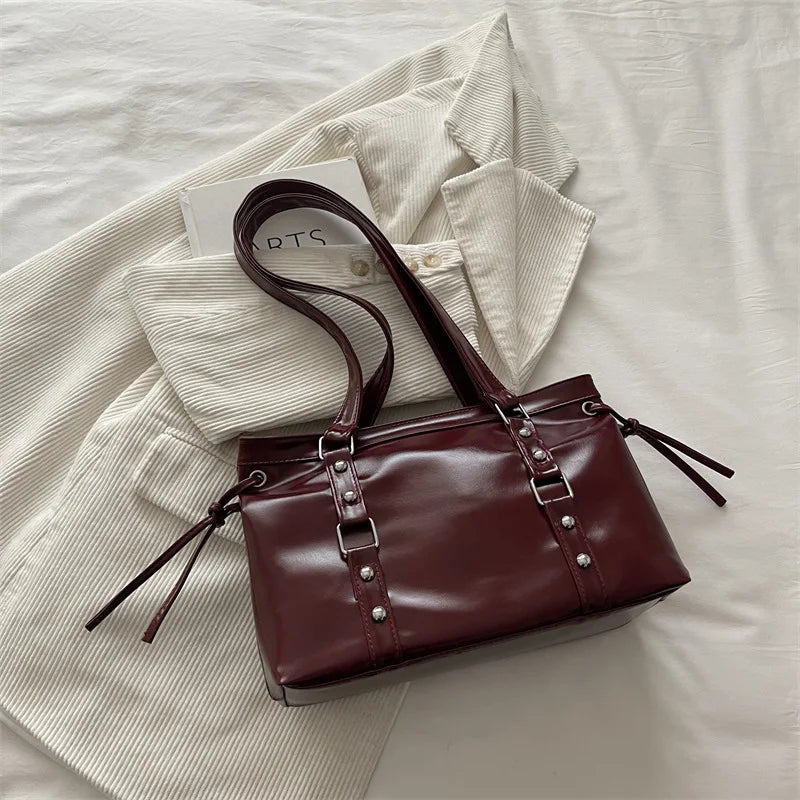 Women's Retro PU Leather Shoulder Tote Bag