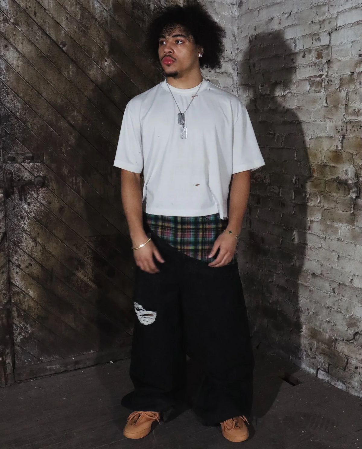 Unisex Y2K Plaid Baggy Jeans