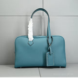 Genuine Leather Bowling Bag for Women, Top Layer Cowhide Handbag, Large Capacity Top Handle Bag, Small & Large Size