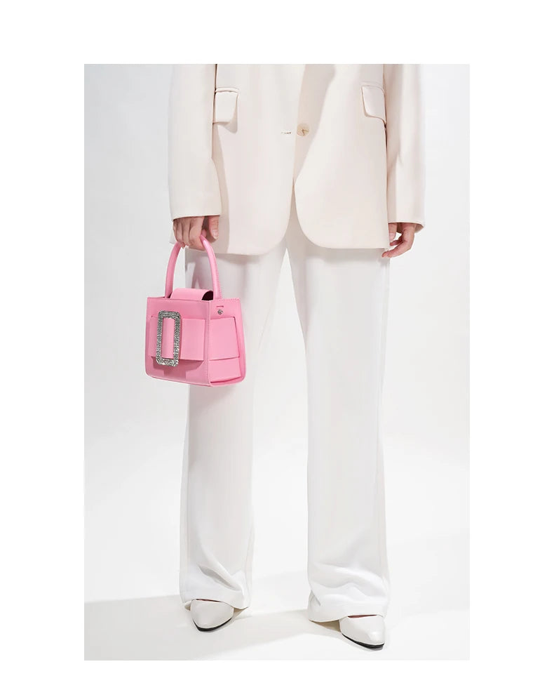 BAFELLI 2026 NEW WOMEN'S FASHION PINK EVENING HANDBAG SHOULDER BOXY BAG CASUAL PURSE LUXURY BRAND DESIGNER LEATHER TREND LADY