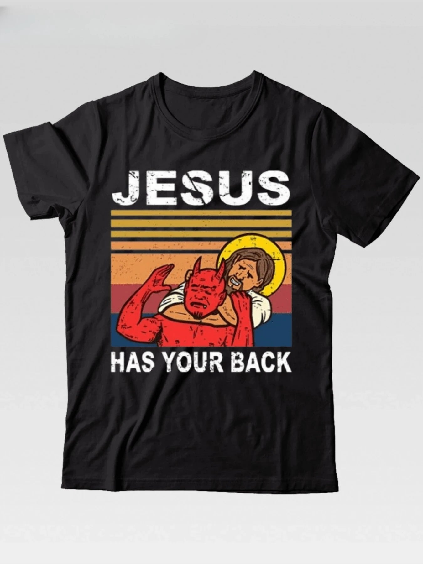 Jesus Has Your Back | Jiu Jitsu Retro Christian Tee