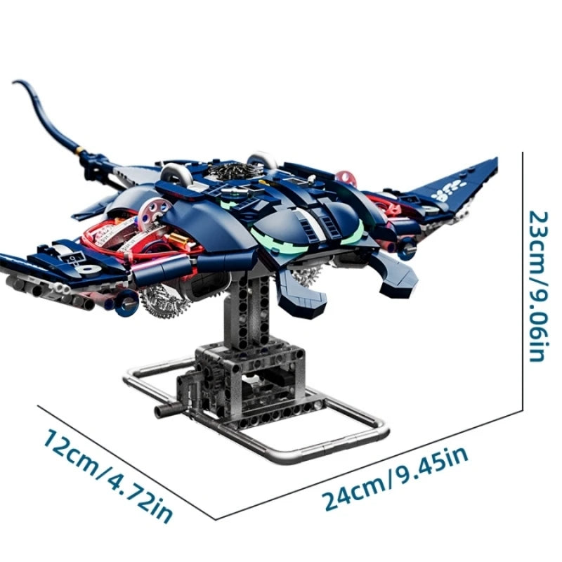Mechanical Sea Animals Building Blocks DIY Movable Whale Octopus Manta Shark Piranha Creative Technical MOC Desktop Decor Gift