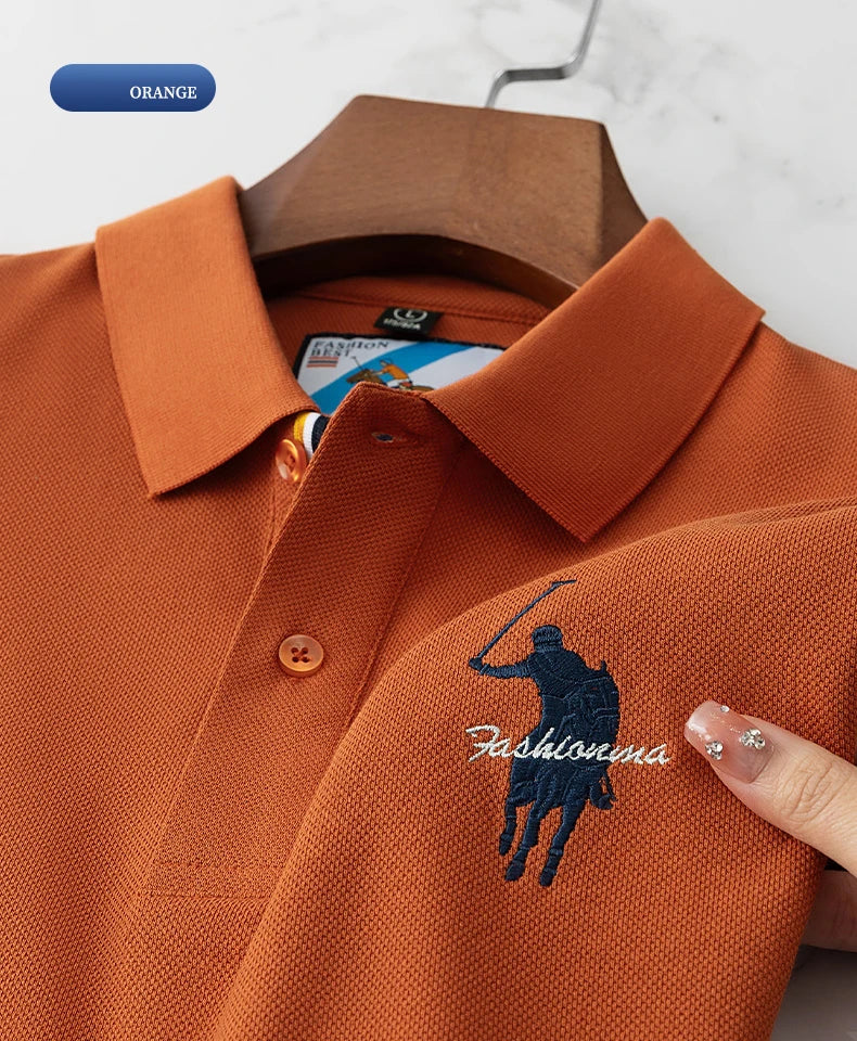 Men's Embroidered Cotton Polo Shirt – Breathable Summer Fit