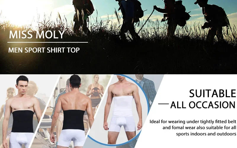 Mens Tummy Control Shapewear Compression Waist Cincher Slimming Body Shaper Belly Fat Girdle Stomach Band Back Support Belt