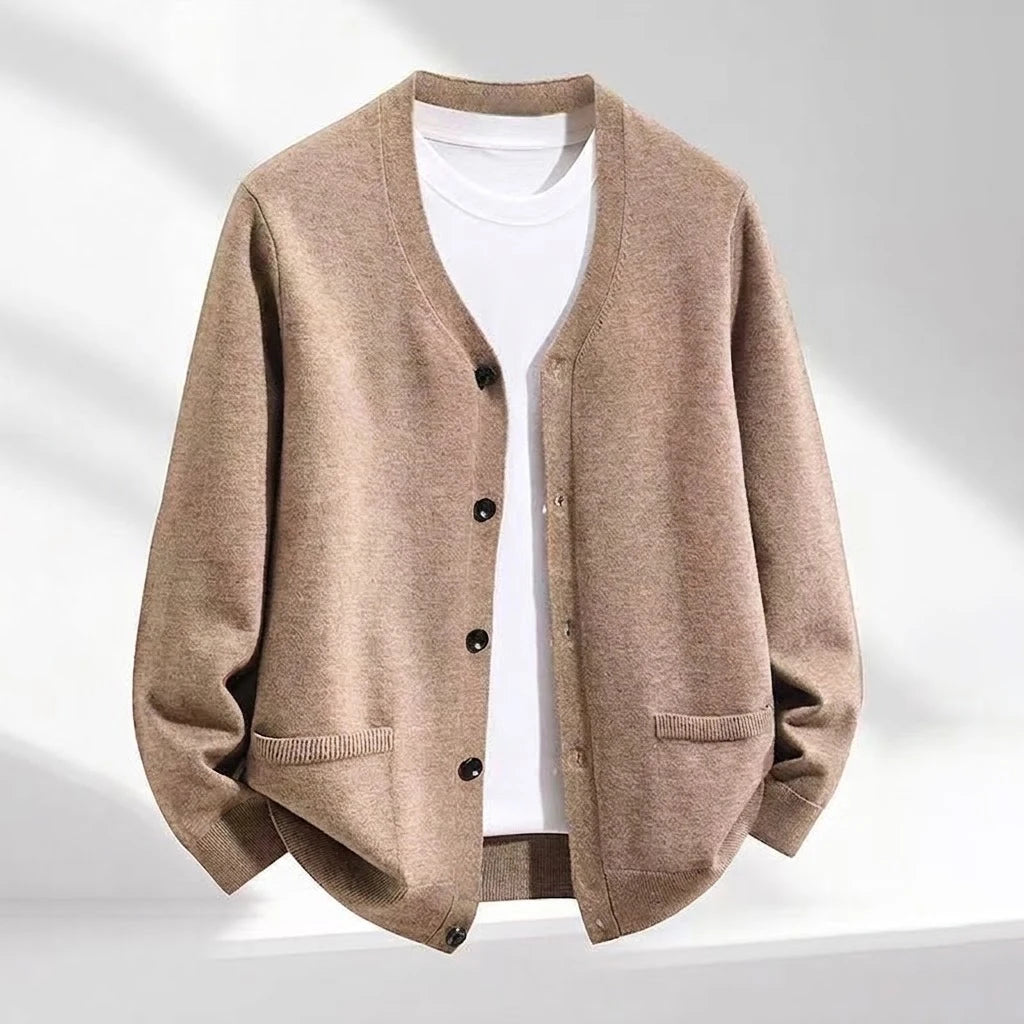 Men’s V-Neck Button Cardigan with Pockets